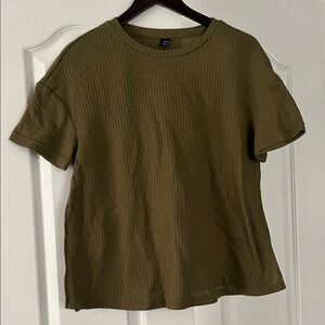 Maternity Waffle Knit Short Sleeve Top - Olive Green